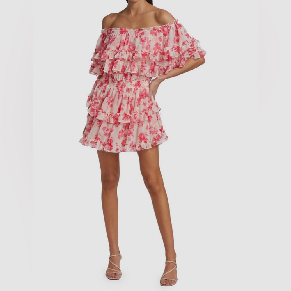 MISA Los Angeles Women's Isabela Pink Floral Off-The-Shoulder Mini